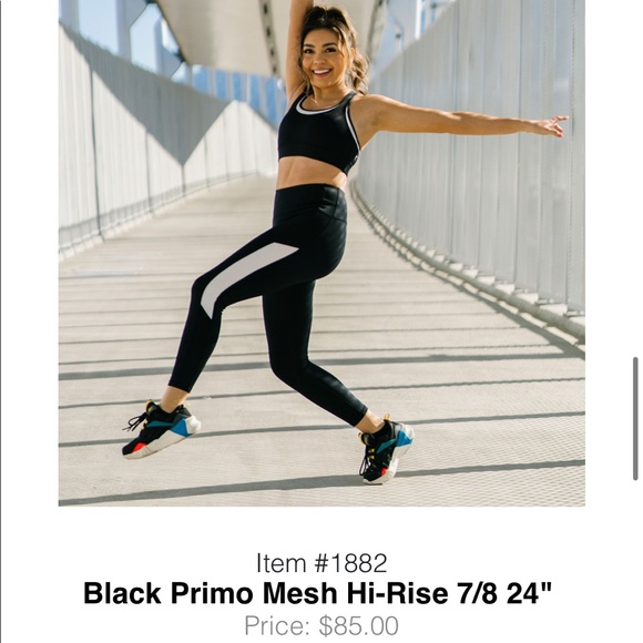 ZYIA Black Primo Mesh Hi Rise Leggings Black Primo Mesh Hi-Rise 7/8 24" 8-10 - Picture 3 of 6